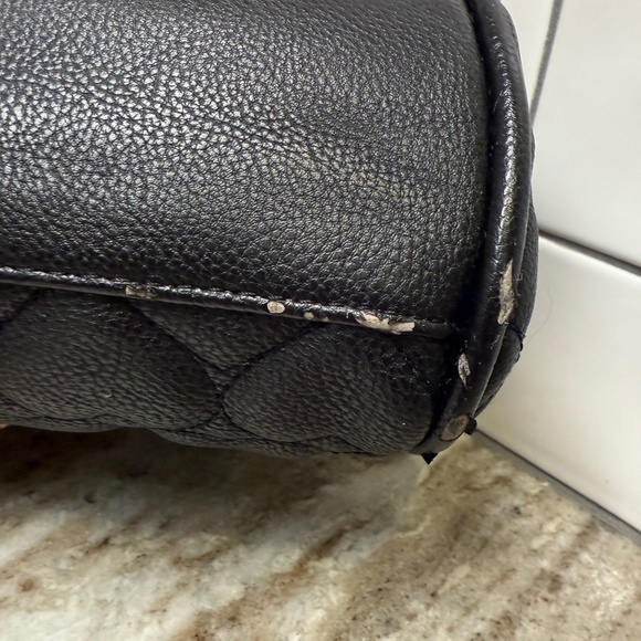 BETSEY JOHNSON Be Mine Mini Crossbody Handbag Black Quilted Hearts Bow & Charm - Picture 12 of 16